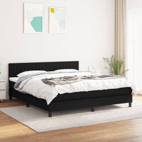 Cama box spring con colchón tela negro 180x200