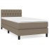 Cama box spring con colchón tela gris taupe 90x190