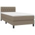 Cama box spring con colchón tela gris taupe 90x190