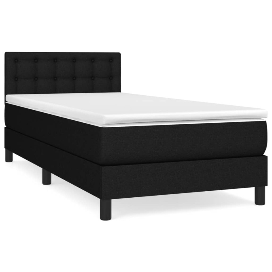 Cama box spring con colchón tela negro 90x190