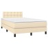 Cama box spring con colchón tela color crema 120x200