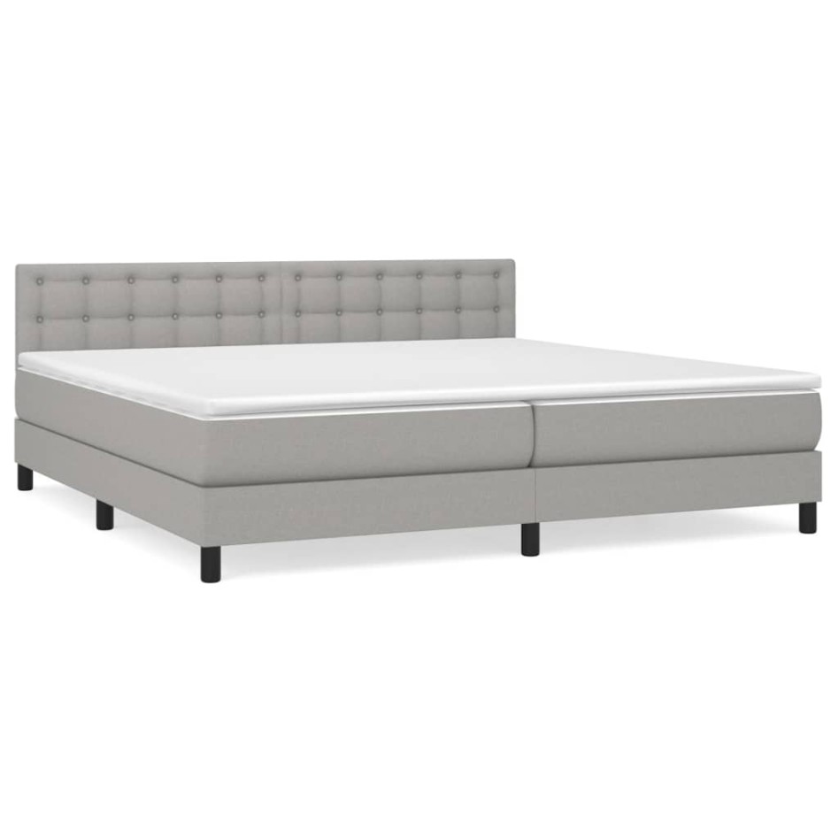 Cama box spring con colchón tela gris claro 200x200