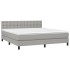 Cama box spring con colchón tela gris claro 180x200
