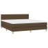 Cama box spring con colchón tela marrón oscuro 180x200