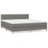 Cama box spring con colchón tela gris oscuro 180x200