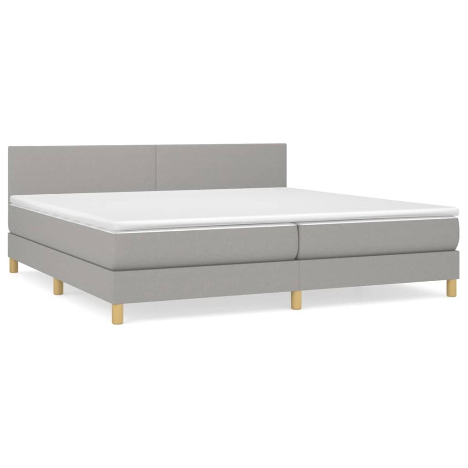 Cama box spring con colchón tela gris claro 200x200