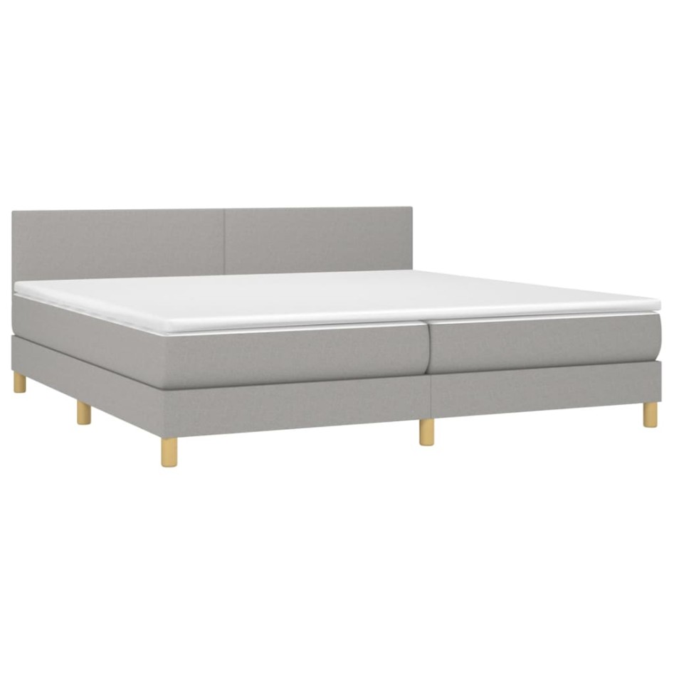 Cama box spring con colchón tela gris claro 200x200