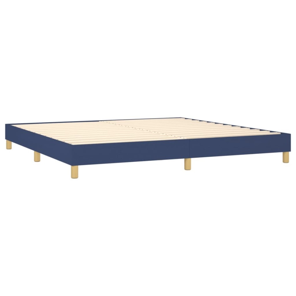 Cama box spring con colchón tela azul 200x200