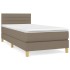 Cama box spring con colchón tela gris taupe 90x190
