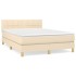 Cama box spring con colchón tela color crema 140x190