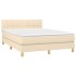 Cama box spring con colchón tela color crema 140x190