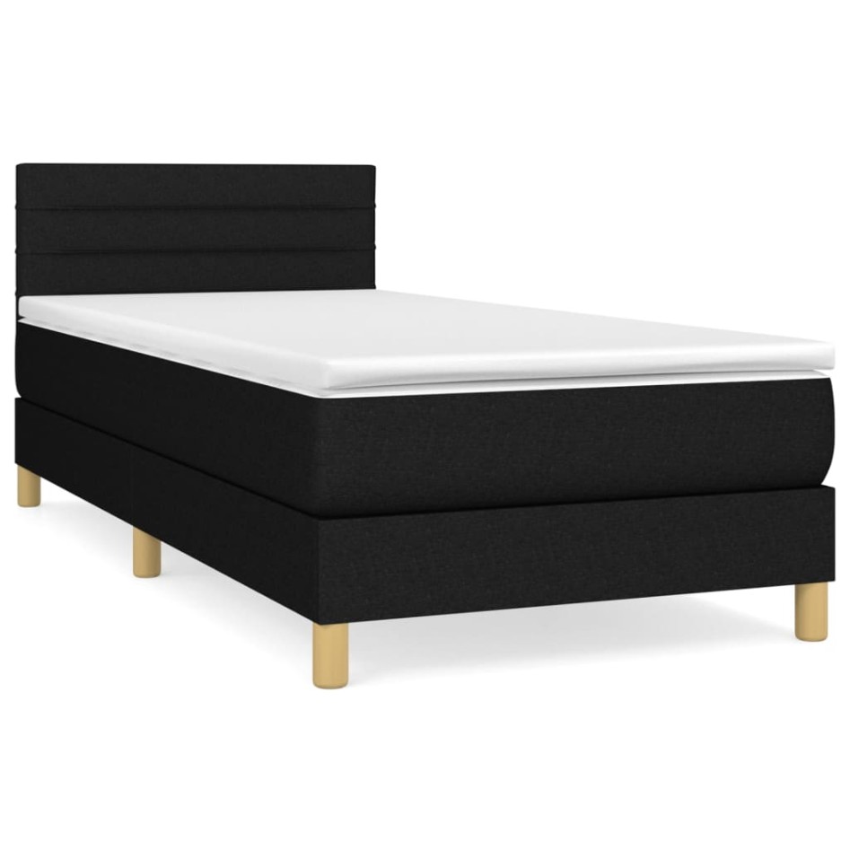 Cama box spring con colchón tela negro 100x200