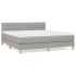 Cama box spring con colchón tela gris claro 180x200