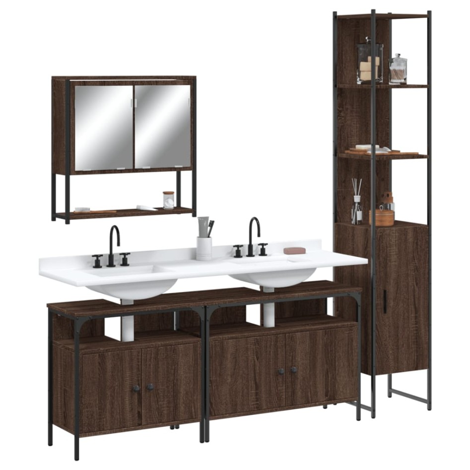 Set de muebles baño 4 pzas madera contrachapada roble