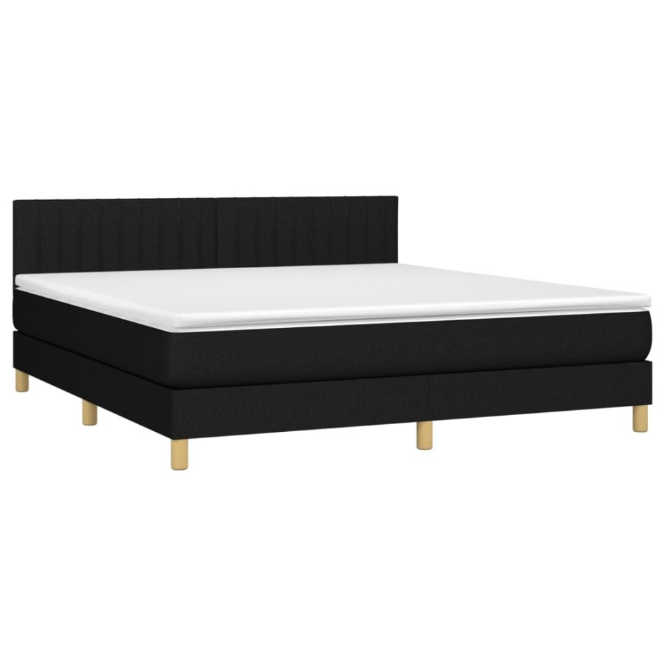 Cama box spring con colchón tela negro 160x200