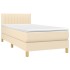 Cama box spring con colchón tela color crema 100x200