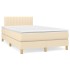 Cama box spring con colchón tela color crema 120x200