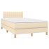 Cama box spring con colchón tela color crema 120x200