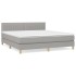 Cama box spring con colchón tela gris claro 180x200