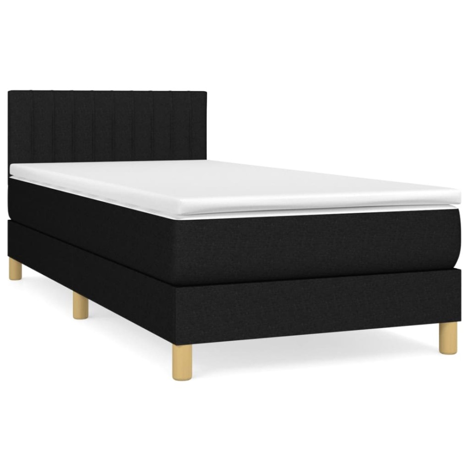Cama box spring con colchón tela negro 90x190