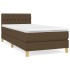 Cama box spring con colchón tela marrón oscuro 90x190