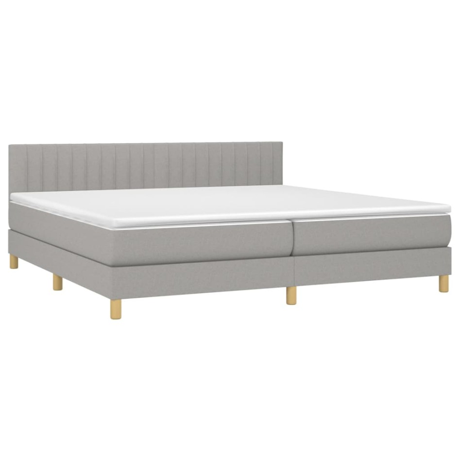 Cama box spring con colchón tela gris claro 200x200