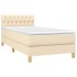 Cama box spring con colchón tela color crema 90x190