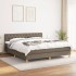 Cama box spring con colchón tela gris taupe 160x200