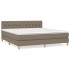 Cama box spring con colchón tela gris taupe 160x200