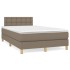 Cama box spring con colchón tela gris taupe 120x200