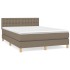 Cama box spring con colchón tela gris taupe 140x190