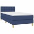 Cama box spring con colchón tela azul 80x200