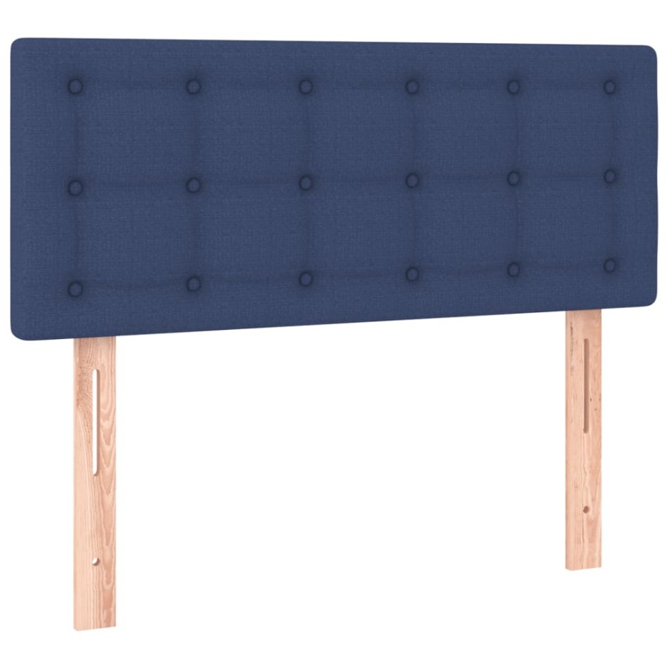 Cama box spring con colchón tela azul 80x200