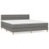 Cama box spring con colchón tela gris oscuro 180x200