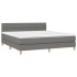 Cama box spring con colchón tela gris oscuro 180x200
