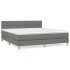 Cama box spring con colchón tela gris oscuro 160x200