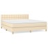 Cama box spring con colchón tela color crema 160x200