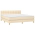 Cama box spring con colchón tela color crema 160x200