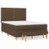 Cama box spring con colchón tela marrón oscuro 140x190