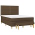 Cama box spring con colchón tela marrón oscuro 140x190