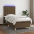 Cama box spring colchón y luces LED tela marrón oscuro