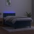 Cama box spring colchón y LED terciopelo azul oscuro 80x200