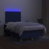 Cama box spring con colchón y LED tela azul 120x200