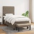 Cama box spring con colchón tela gris taupe 90x190