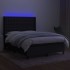 Cama box spring colchón y luces LED tela negro 140x200