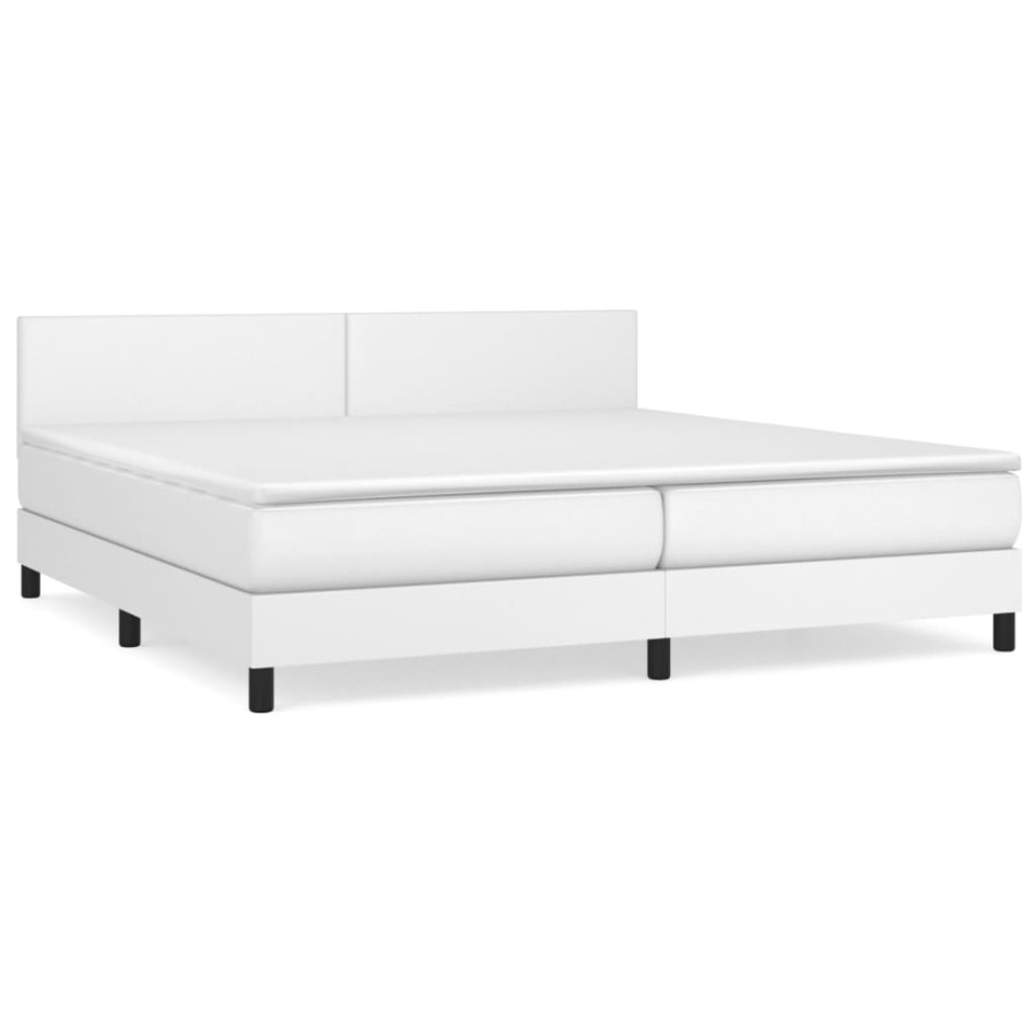 Cama box spring con colchón cuero sintético blanco 200x200