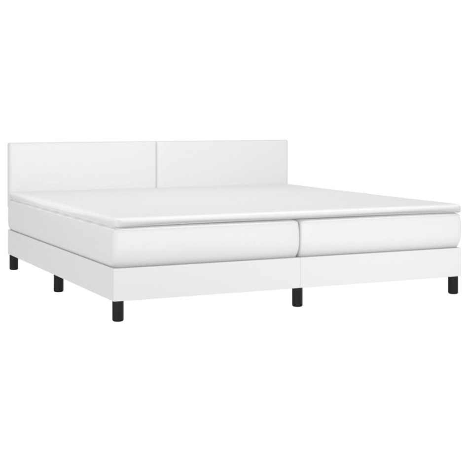 Cama box spring con colchón cuero sintético blanco 200x200