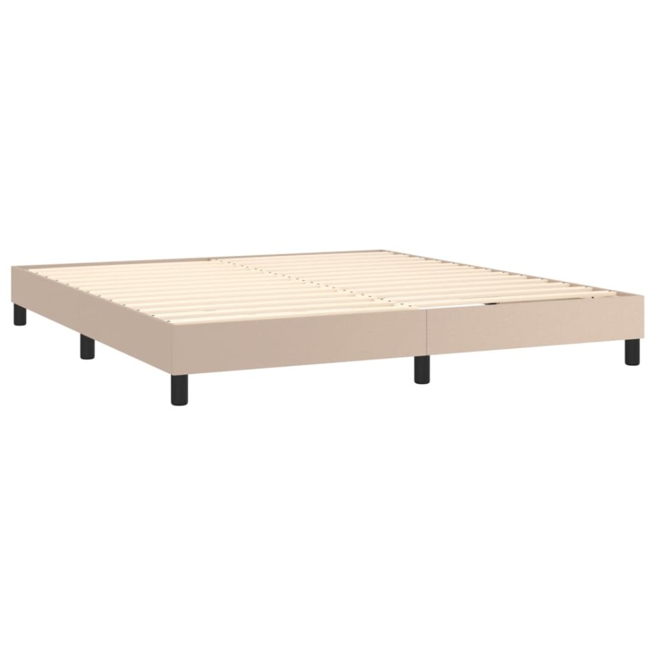Cama box spring con colchón cuero sintético capuchino