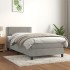 Cama box spring con colchón terciopelo gris claro 100x200