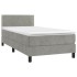 Cama box spring con colchón terciopelo gris claro 100x200